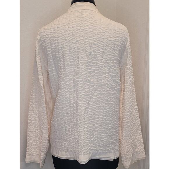 Eileen Fisher 100% Silk Quilted Open Front Jacket – Ivory – Medium – GUC - Picture 3 of 11